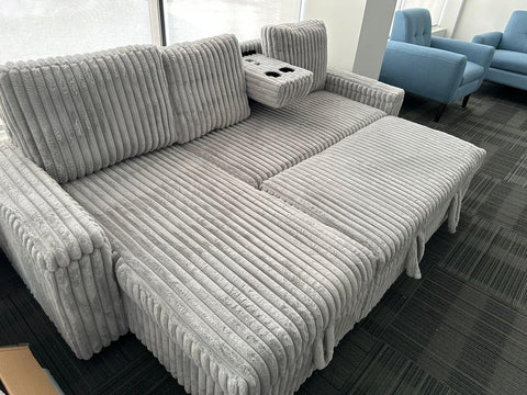 Lyla Grey Corduroy Sectional Sofa Bed