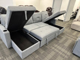 Velora Modern Sleeper Sectional Sofa - Grey