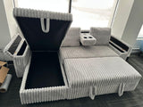 Lyla Grey Corduroy Sectional Sofa Bed