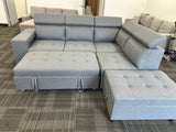 Nayra Reversible Sectional Sofa Bed with Storage Ottoman – Grey