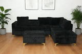 Zaria Corduroy Sectional Sofa Bed – Black