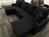 Velora Modern Sleeper Sectional Sofa - Black