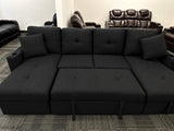 Velora Modern Sleeper Sectional Sofa - Black