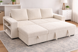 Amara Cream Corduroy Storage Sofa Bed