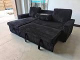 Amara Black Corduroy Storage Sofa Bed