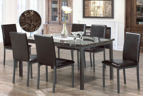 CLAIR MARBAL 6 CHAIR DINING SET