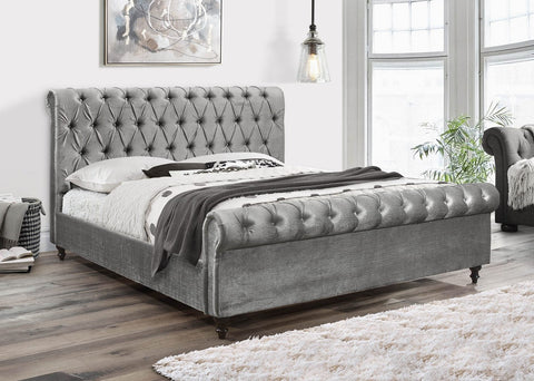 DOMINIC GREY SLEIGH BED
