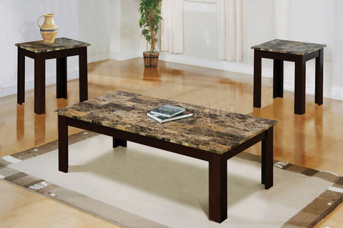 MARBLE BROWN COFFEE TABLE SET