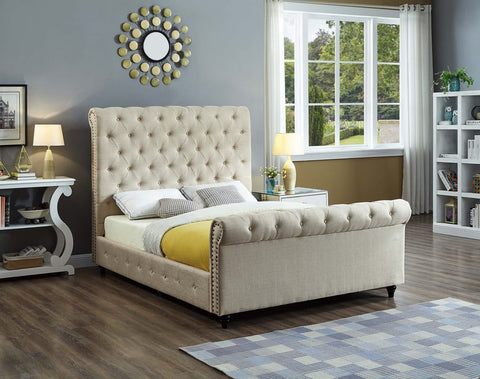 ELYANA BEIGE SLEIGH BED